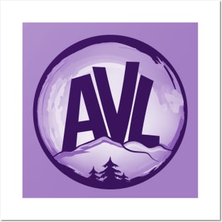 AVL - Asheville, NC - Watercolor Purple 19 Posters and Art